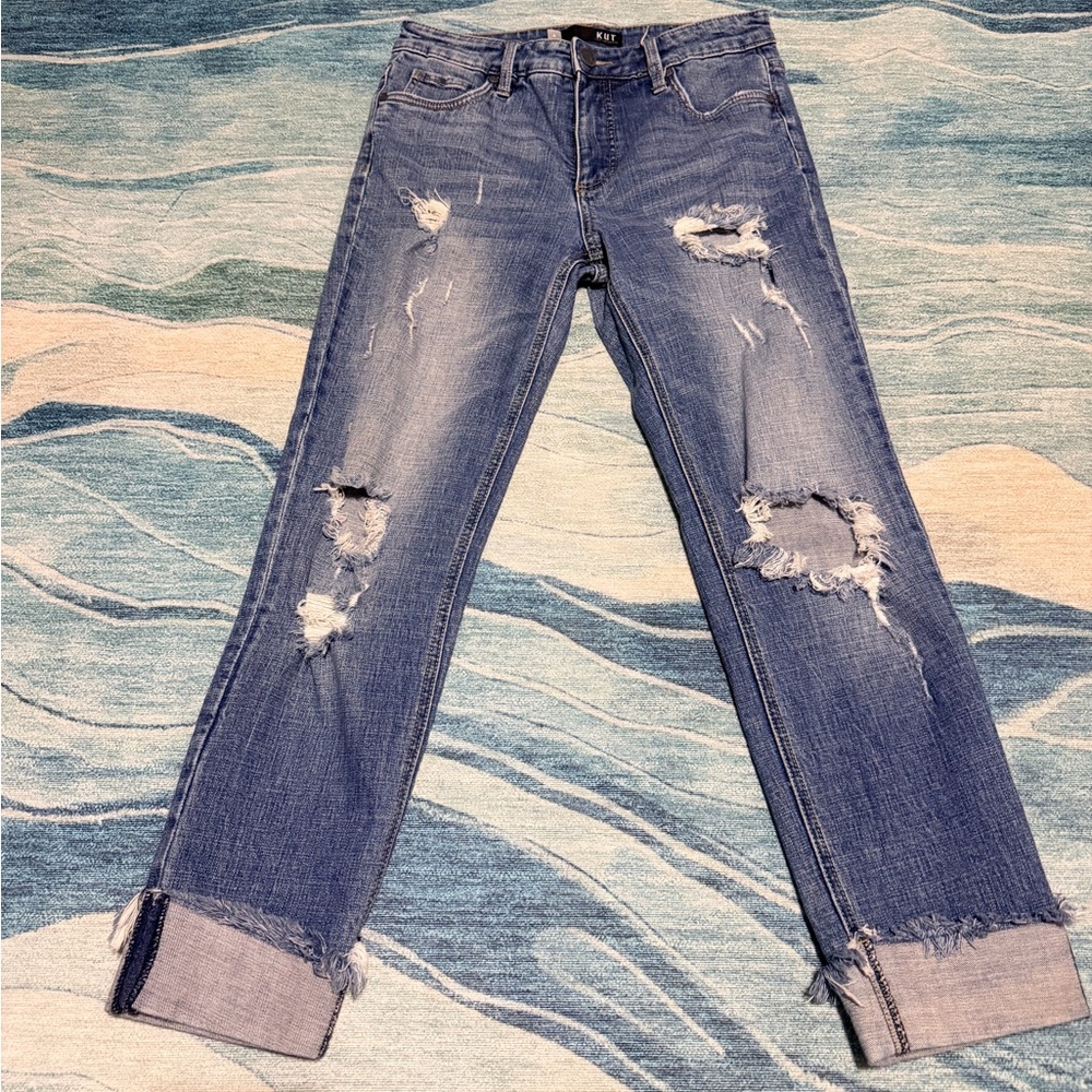 Kut from the Kloth Light Blue Distressed jeans .